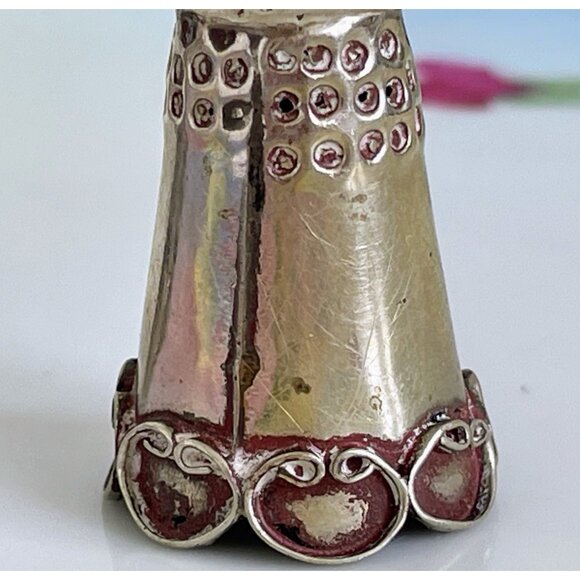 Vintage lot 2 Thimbles Ornate Taxco Mexico Sterling Alpaca silver - Picture 10 of 15